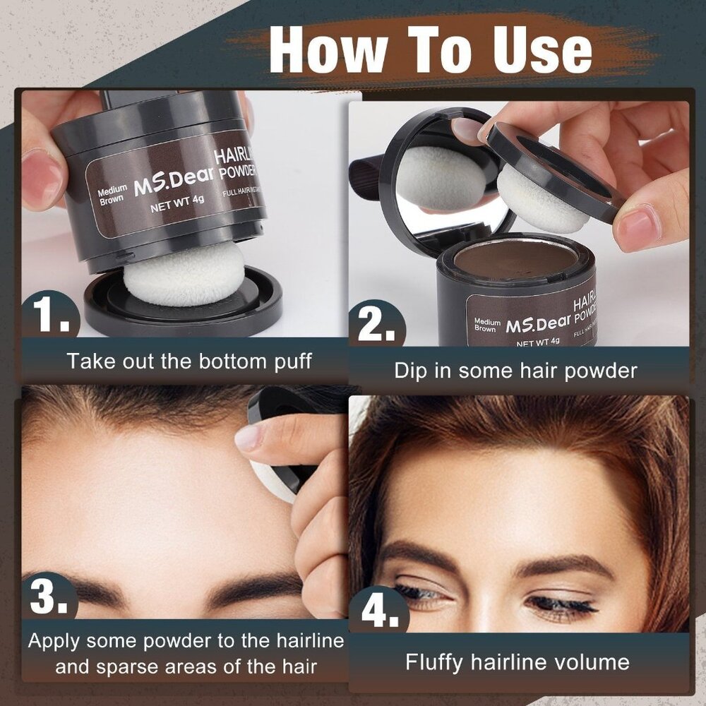 Ms.Dear Hairline Powder Medium Brown Full Hair Instantly 4g Epx. 08/05/2027 - Picture 4 of 6